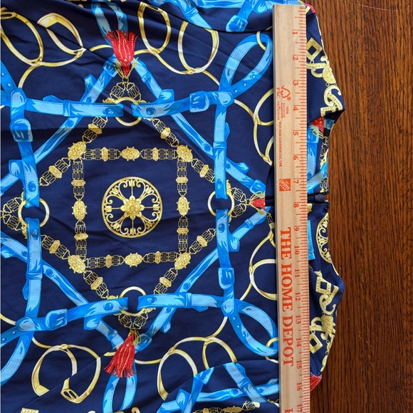 J McLaughlin Tunic Dress Blue Chain Link V Neck Preppy Equestrian Size Medium - Picture 8 of 11